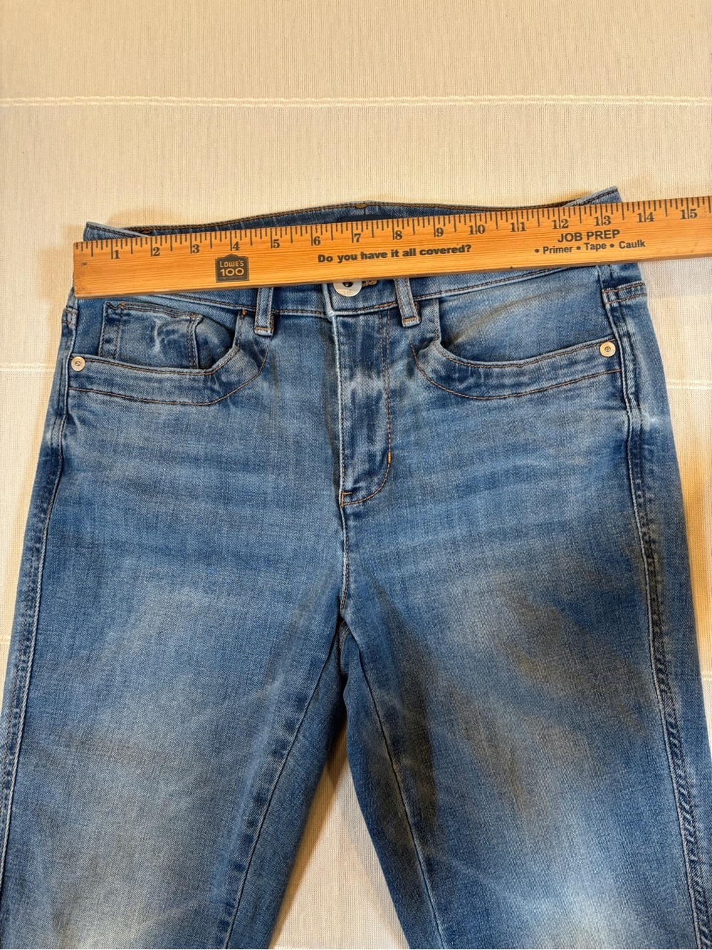 J.Jill Denim High Rise Bootcut Jeans Medium Wash Raw Hem 2P Petite - Picture 5 of 7
